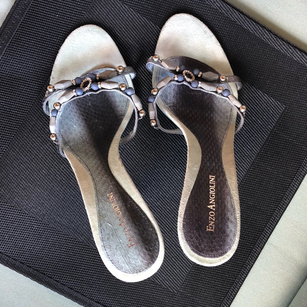 Enzo Angiolini Light turquoise beaded heels!